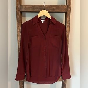 Express Long Sleeve Button Down Blouse